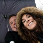 McKinney Wedding DJ Glenn Roush Jen and I walking through Central Park...in the rain...in December